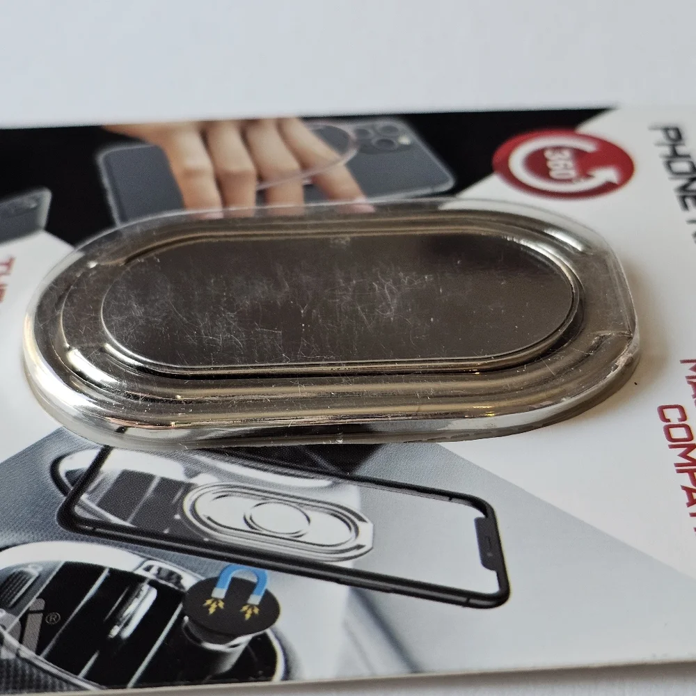 AxisGrip Large Phone Ring & Folding Desk Stand - SILVER METAL
